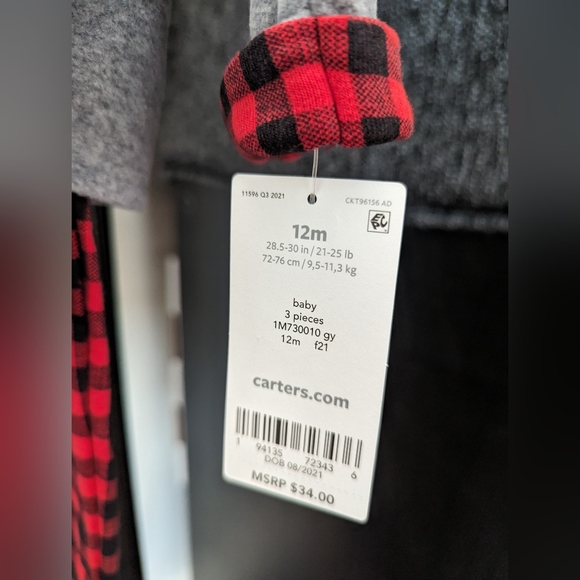 NWT Carter's 3 piece (jacket, pants, onesie) 12M - Picture 4 of 4